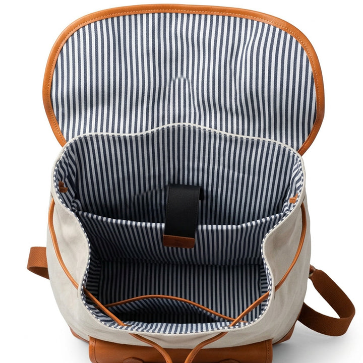 Canvas Leather Backpack Waxed Vintage Rucksack with Laptop Compartment