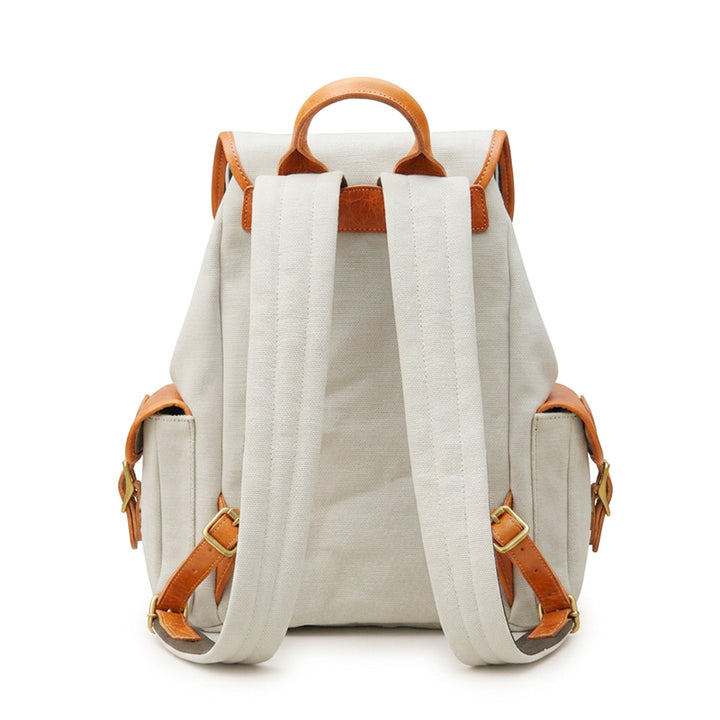 Compact Heritage Canvas Leather Backpack Everyday Rucksack