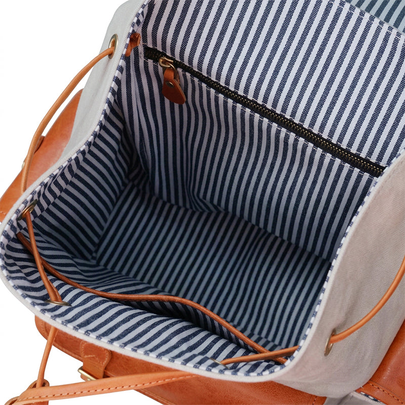 Compact Heritage Canvas Leather Backpack Everyday Rucksack