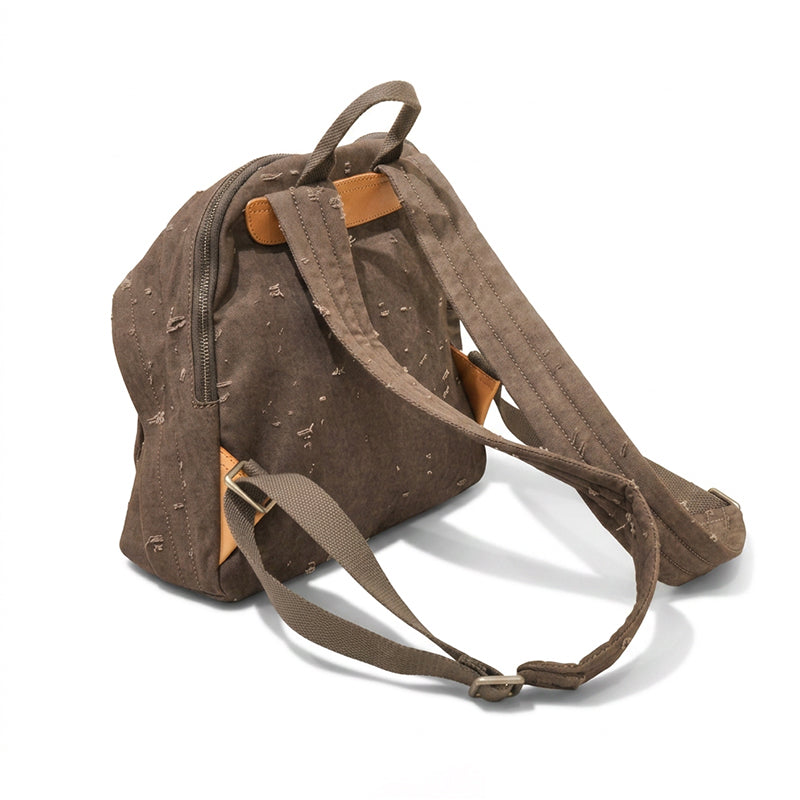 Mini Canvas Backpack Distressed Leather Pocket Casual Daypack