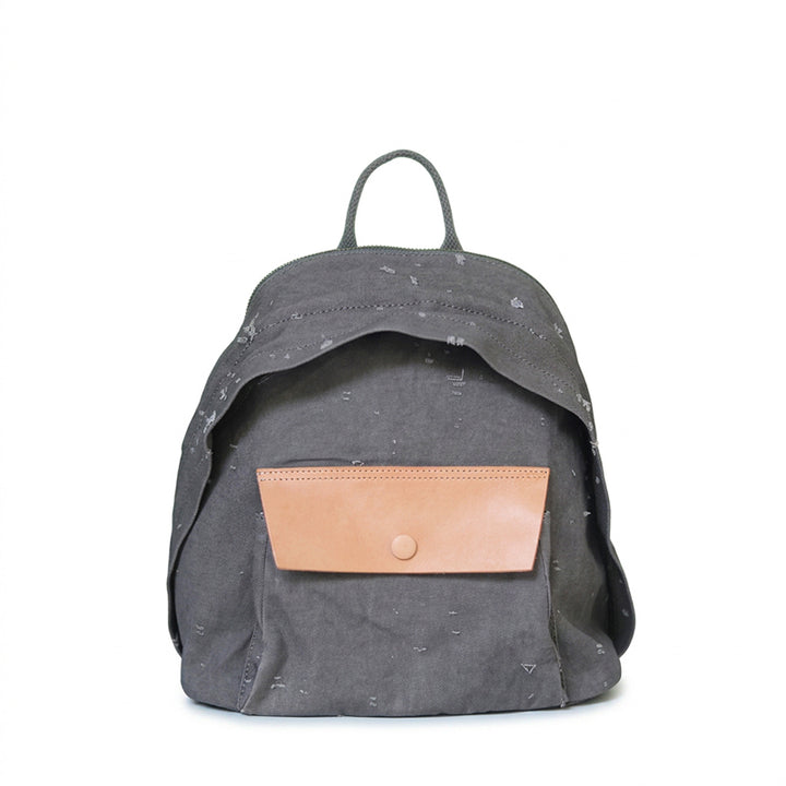 Mini Canvas Backpack Distressed Leather Pocket Casual Daypack