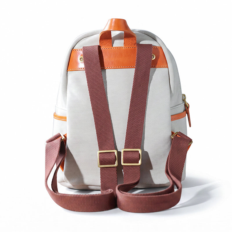 Canvas Mini Backpack Vintage Leather Flap Pocket Heritage Style