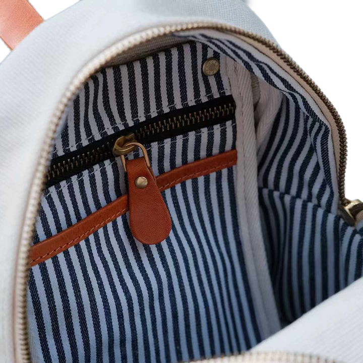 Canvas Mini Backpack Vintage Leather Flap Pocket Heritage Style