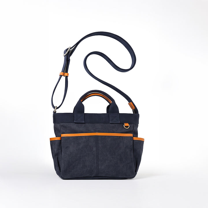 Canvas Tote Bag with Leather Trim &amp; Crossbody Strap Workwear Style