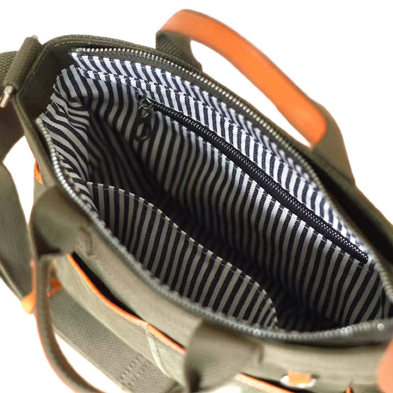 Canvas Tote Bag with Leather Trim &amp; Crossbody Strap Workwear Style