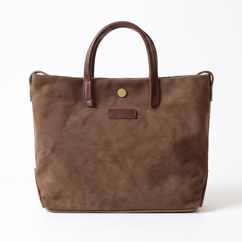 Canvas Tote Bag with Leather Trim Detachable Crossbody Strap