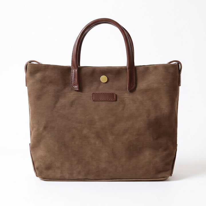 Canvas Tote Bag with Leather Trim Detachable Crossbody Strap