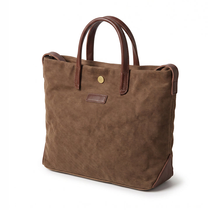 Canvas Tote Bag with Leather Trim Detachable Crossbody Strap