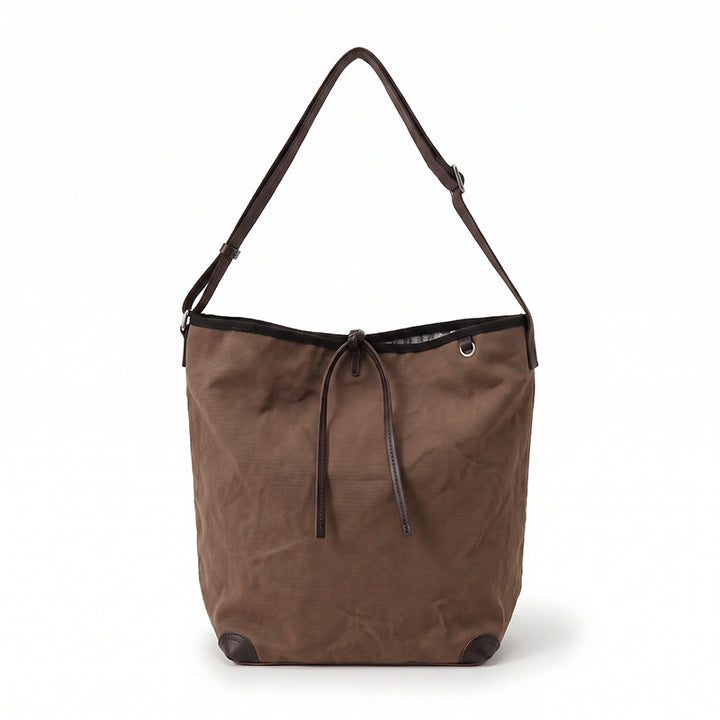 Canvas Bucket Bag Striped Drawstring Shoulder Crossbody Bag