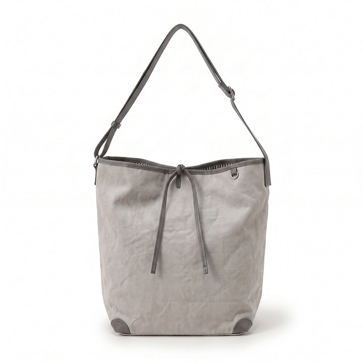 Canvas Bucket Bag Striped Drawstring Shoulder Crossbody Bag