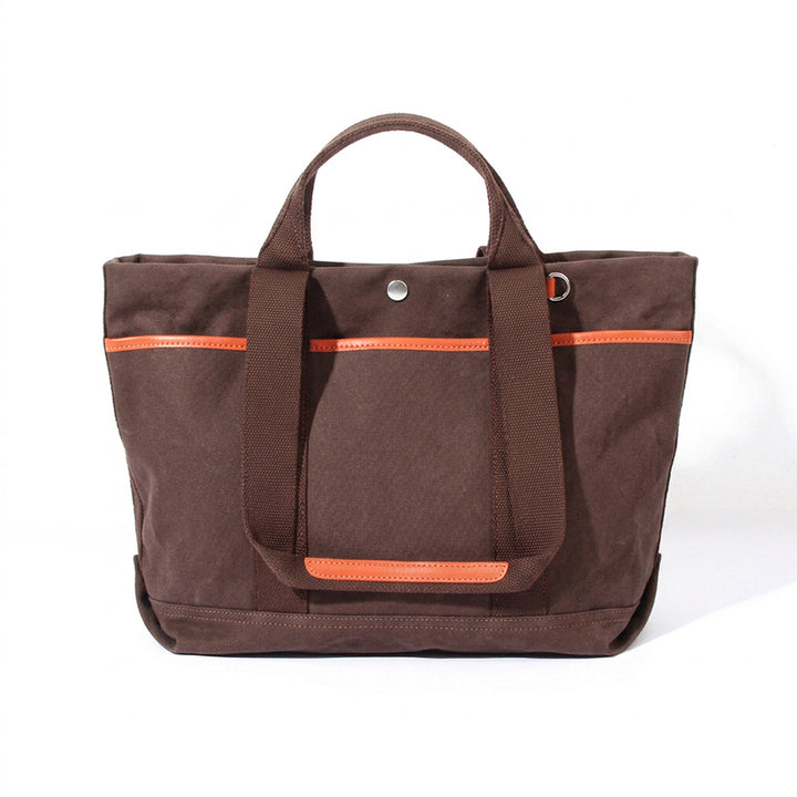 Canvas Tote Bag with Leather Trim Large Shoulder Bag