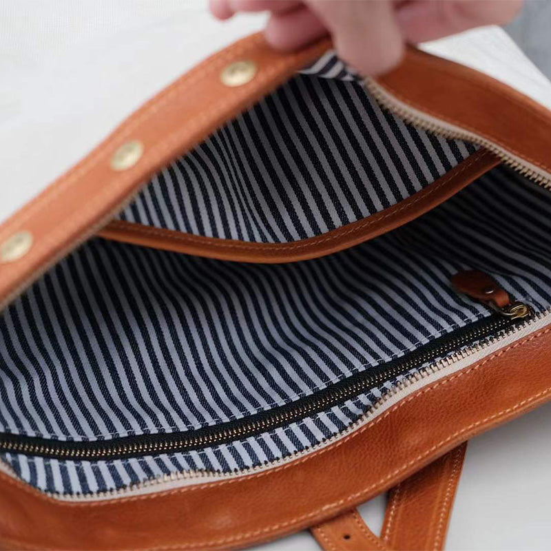 Canvas &amp; Leather Messenger Bag with Buckle Strap for Daily Carry