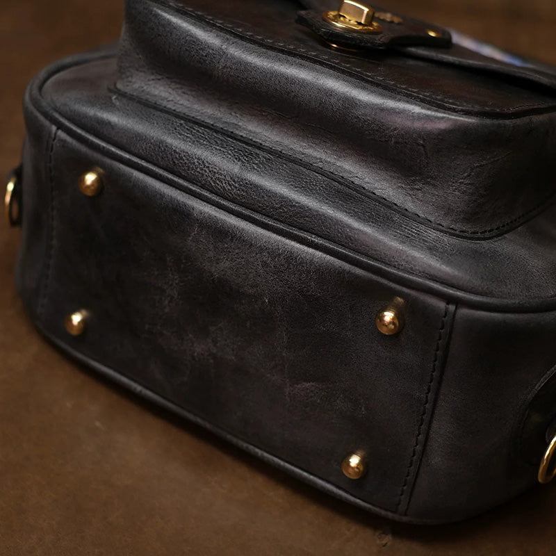 Hand-Tooled Hydrangea Leather Doctor Backpack with Vintage Frame