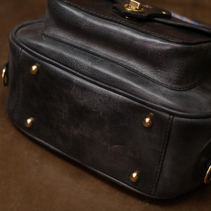 Hand-Tooled Hydrangea Leather Doctor Backpack with Vintage Frame