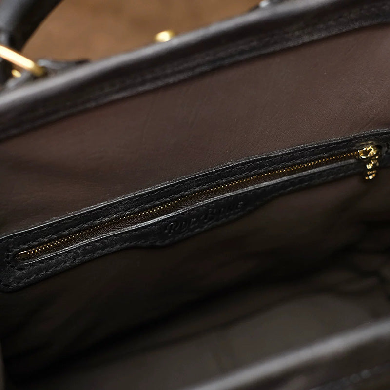 Hand-Tooled Hydrangea Leather Doctor Backpack with Vintage Frame