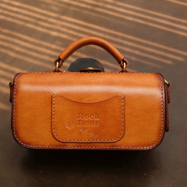 Doctor Bag Vegetable Tanned Leather Vintage Rabbit Carving