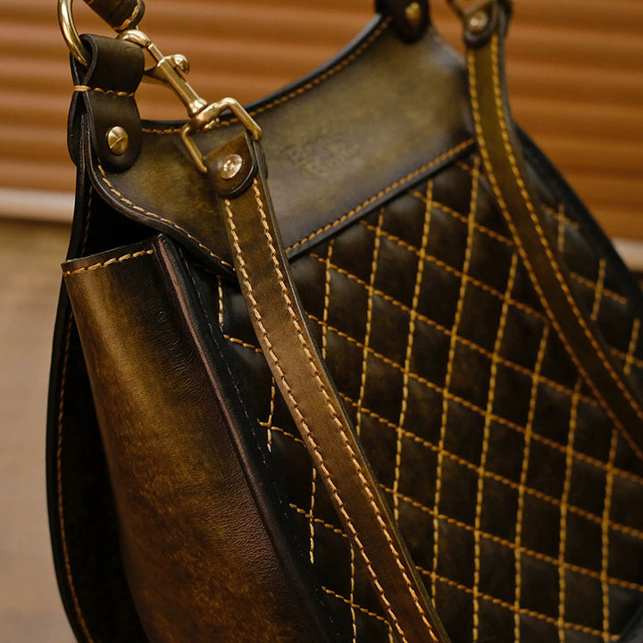 Hand-Tooled Leather Raspberry Botanical Convertible Backpack