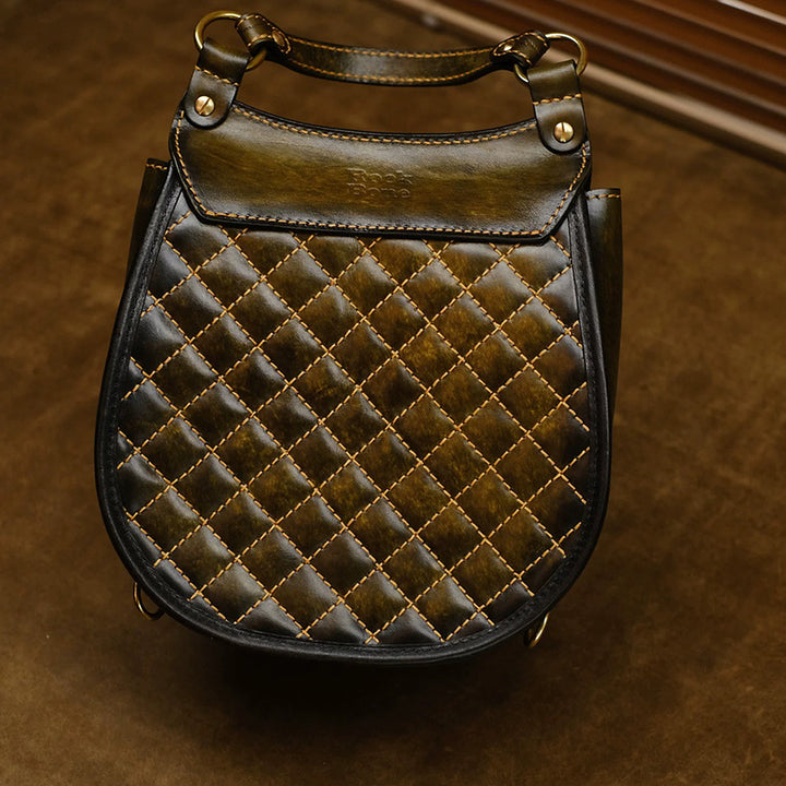 Hand-Tooled Leather Raspberry Botanical Convertible Backpack