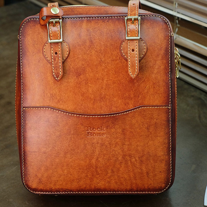 Hand-Tooled Leather Sunflower Tote Bag Honey Brown Shoulder Purse