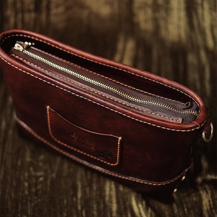Hand-Tooled Bear Fringe Leather Crossbody Bag Boho Shoulder Purse