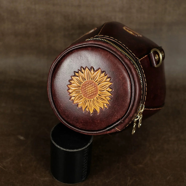 Hand-Tooled Novelty Leather Bag with Honey Jar Shape and Bear Artwork
