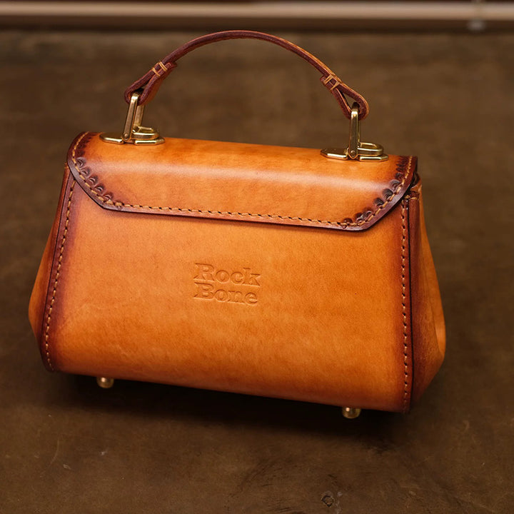 Hand-Tooled Aster Leather Top Handle Bag Vintage Floral Purse