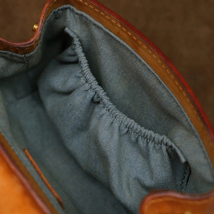 Hand-Tooled Aster Leather Top Handle Bag Vintage Floral Purse