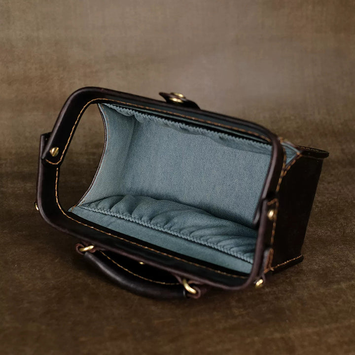 Hand-Tooled Floral Leather Doctor Bag with Crossbody Strap