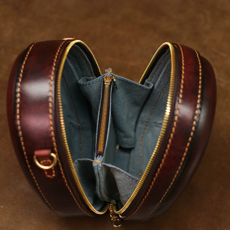 Leather Crossbody Bag with Hand-Tooled Cowboy Cat Design