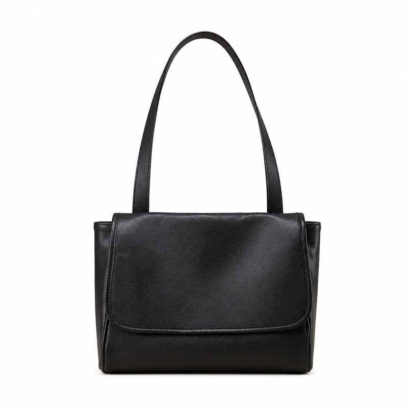 Vegetable Tanned Leather Shoulder Bag with Classic Flap