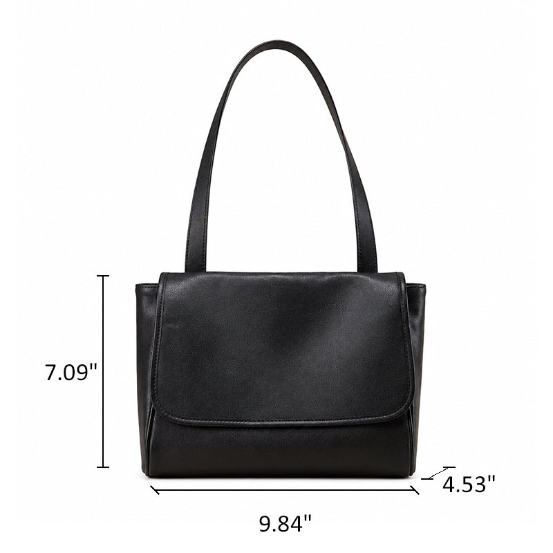 Vegetable Tanned Leather Shoulder Bag with Classic Flap