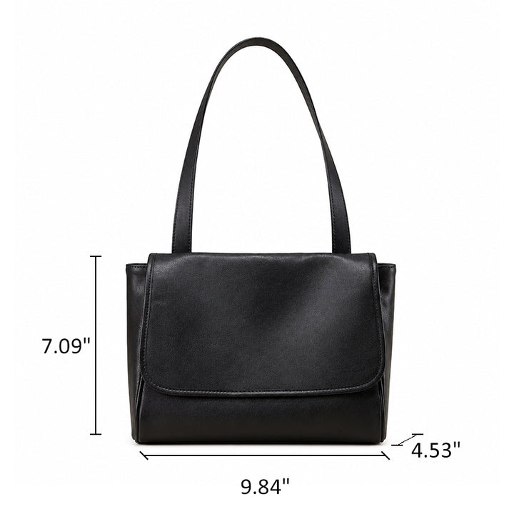 Vegetable Tanned Leather Shoulder Bag with Classic Flap