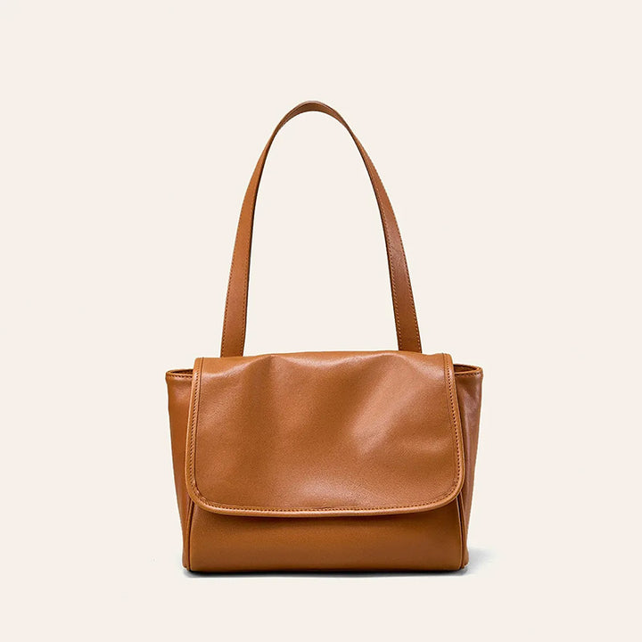 Vegetable Tanned Leather Shoulder Bag with Classic Flap