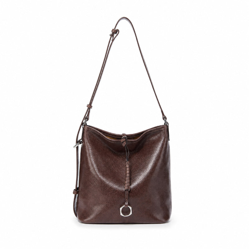 Vegetable Tanned Leather Hobo Bag with Adjustable Strap