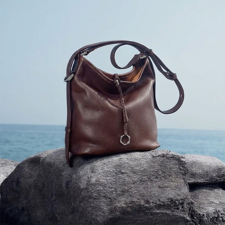Vegetable Tanned Leather Hobo Bag with Adjustable Strap