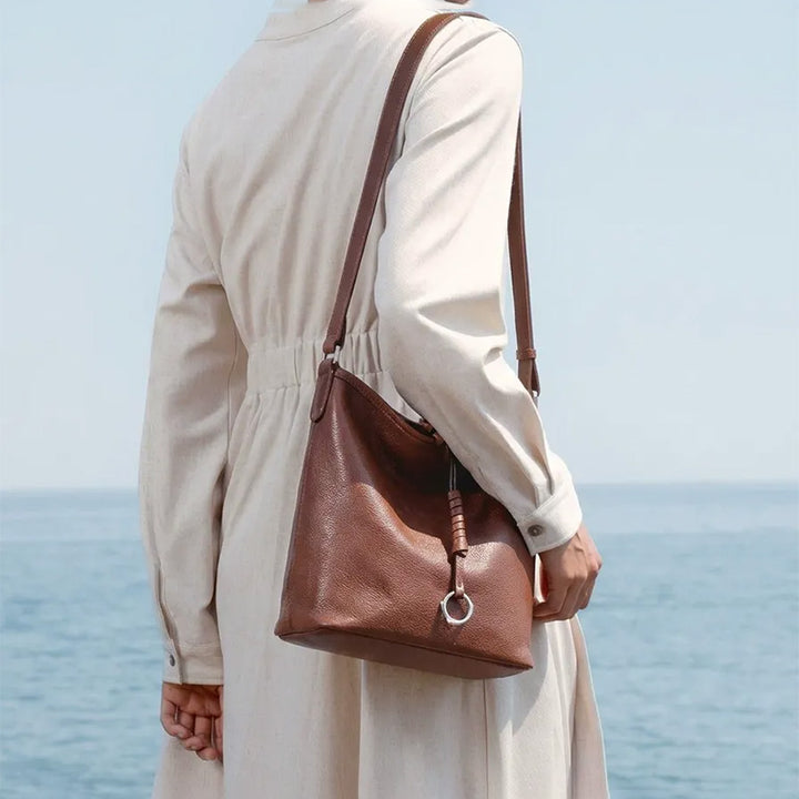 Vegetable Tanned Leather Hobo Bag with Adjustable Strap