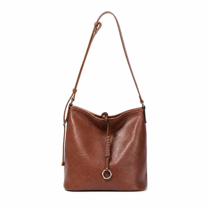 Vegetable Tanned Leather Hobo Bag with Adjustable Strap