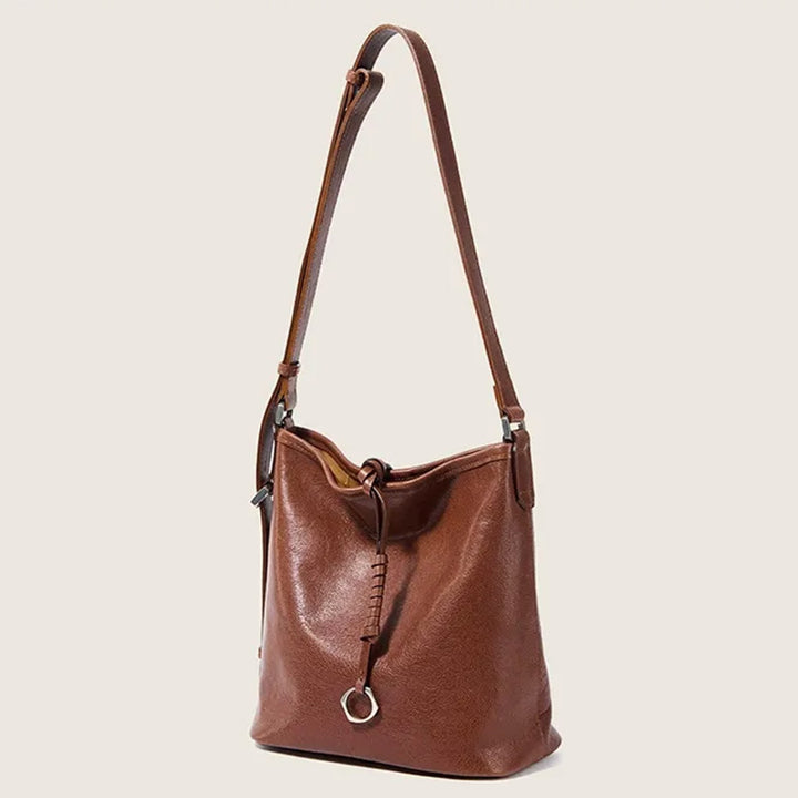 Vegetable Tanned Leather Hobo Bag with Adjustable Strap