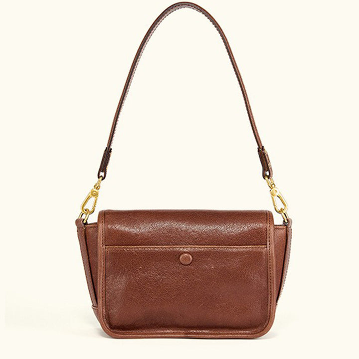 Small Vegetable Tanned Leather Flap Crossbody Bag with Twist Lock