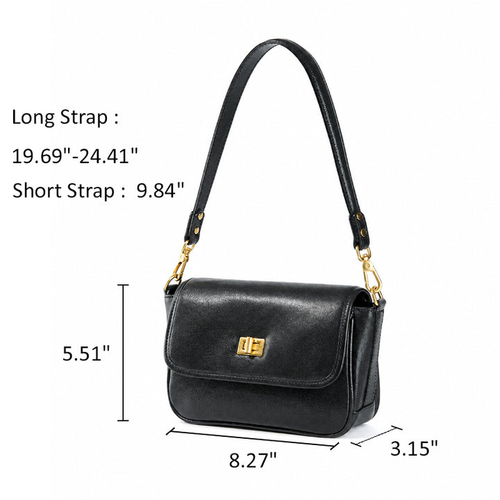 Small Vegetable Tanned Leather Flap Crossbody Bag with Twist Lock