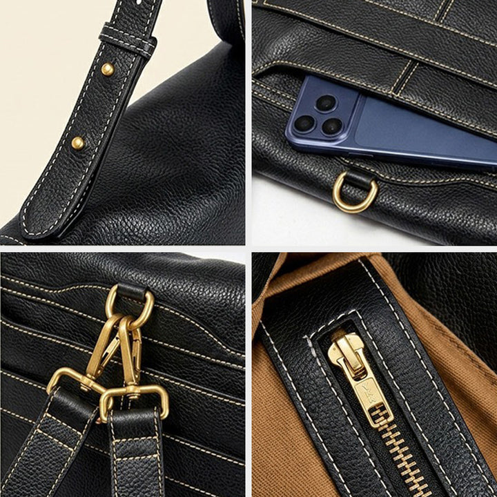 Vegetable Tanned Leather Convertible Backpack with Vintage Flap Design
