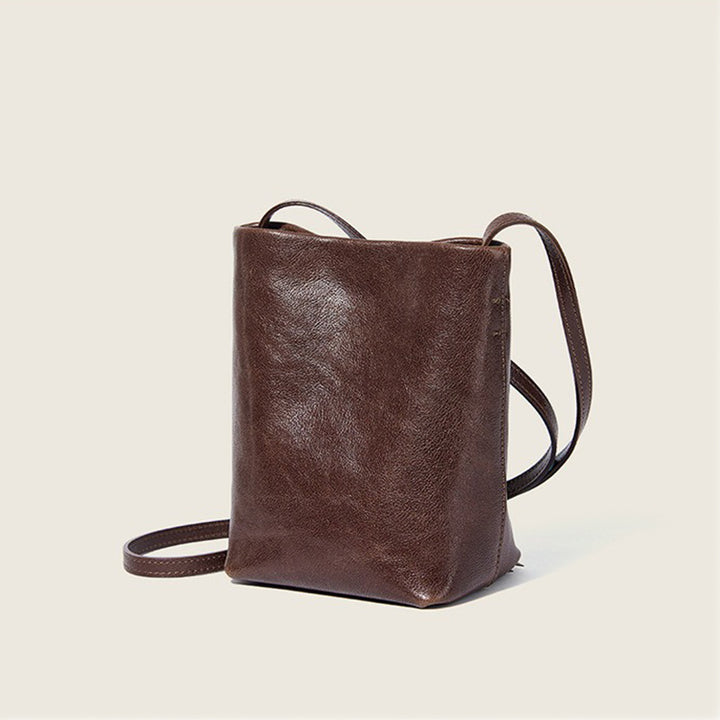 Small Leather Crossbody Bag with Minimalist Design and Adjustable Strap