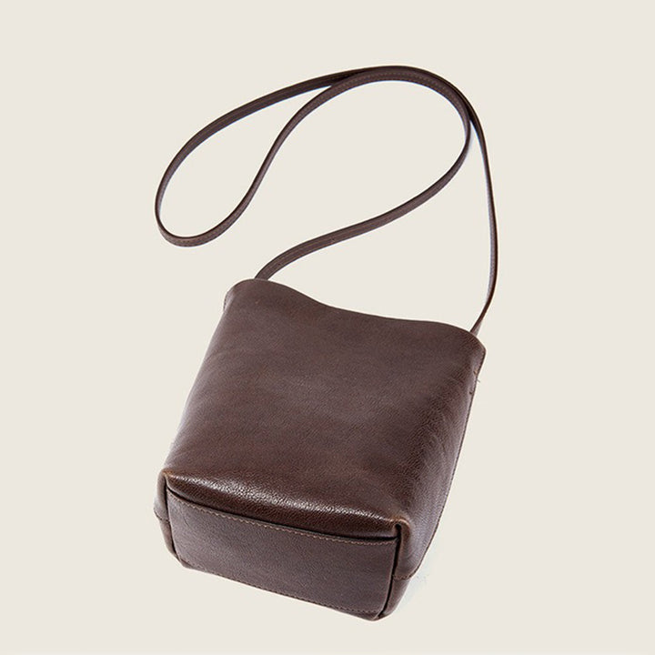 Small Leather Crossbody Bag with Minimalist Design and Adjustable Strap