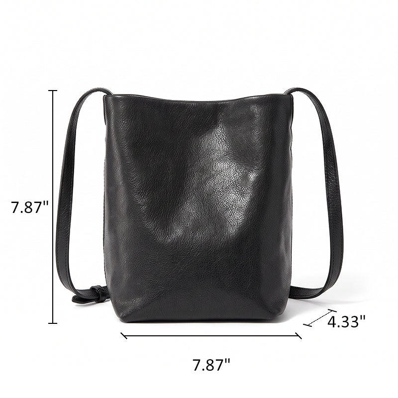 Small Leather Crossbody Bag with Minimalist Design and Adjustable Strap