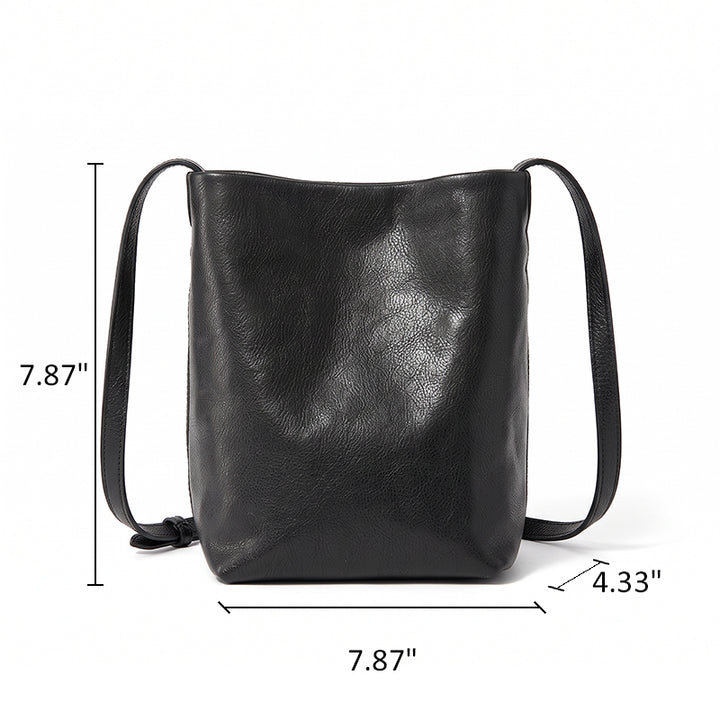 Small Leather Crossbody Bag with Minimalist Design and Adjustable Strap