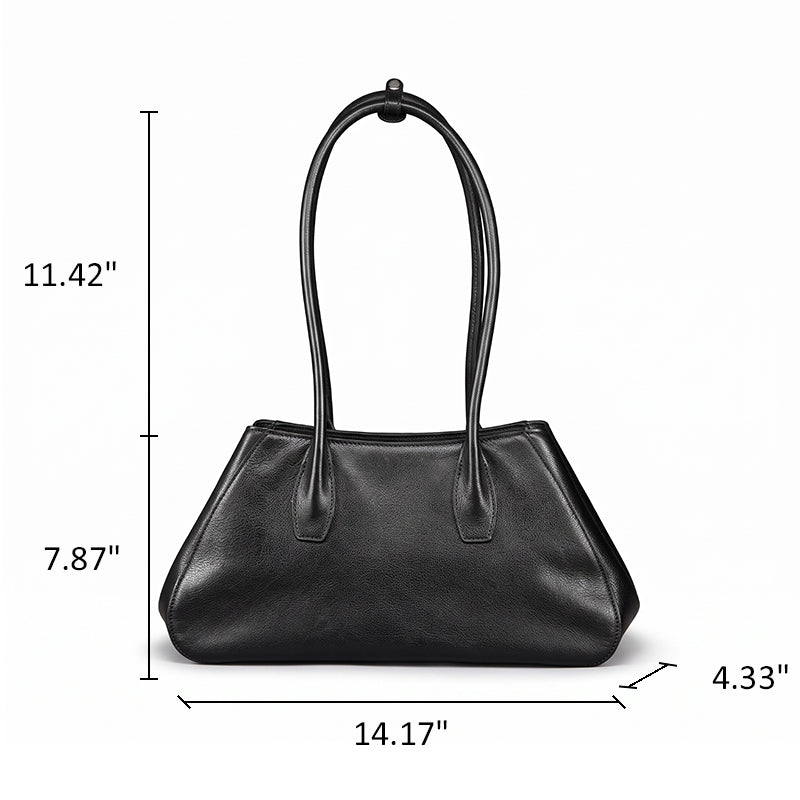 East-West Vegetable Tanned Leather Shoulder Bag with Zipper
