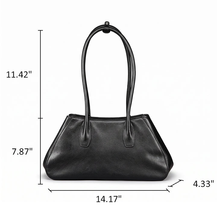 East-West Vegetable Tanned Leather Shoulder Bag with Zipper