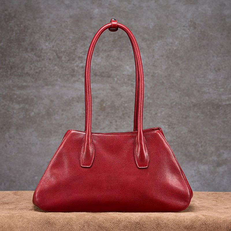East-West Vegetable Tanned Leather Shoulder Bag with Zipper