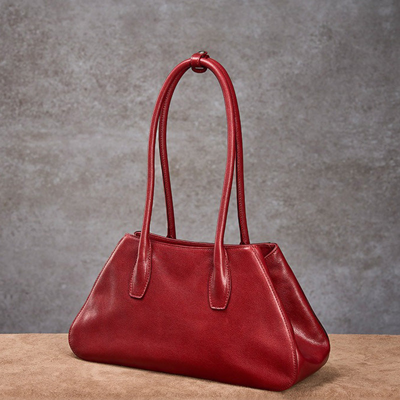 East-West Vegetable Tanned Leather Shoulder Bag with Zipper