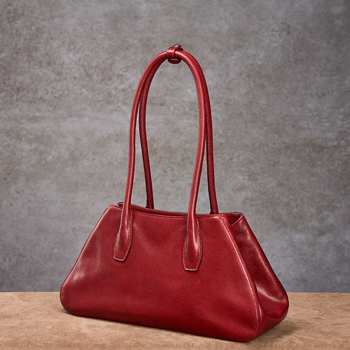 East-West Vegetable Tanned Leather Shoulder Bag with Zipper